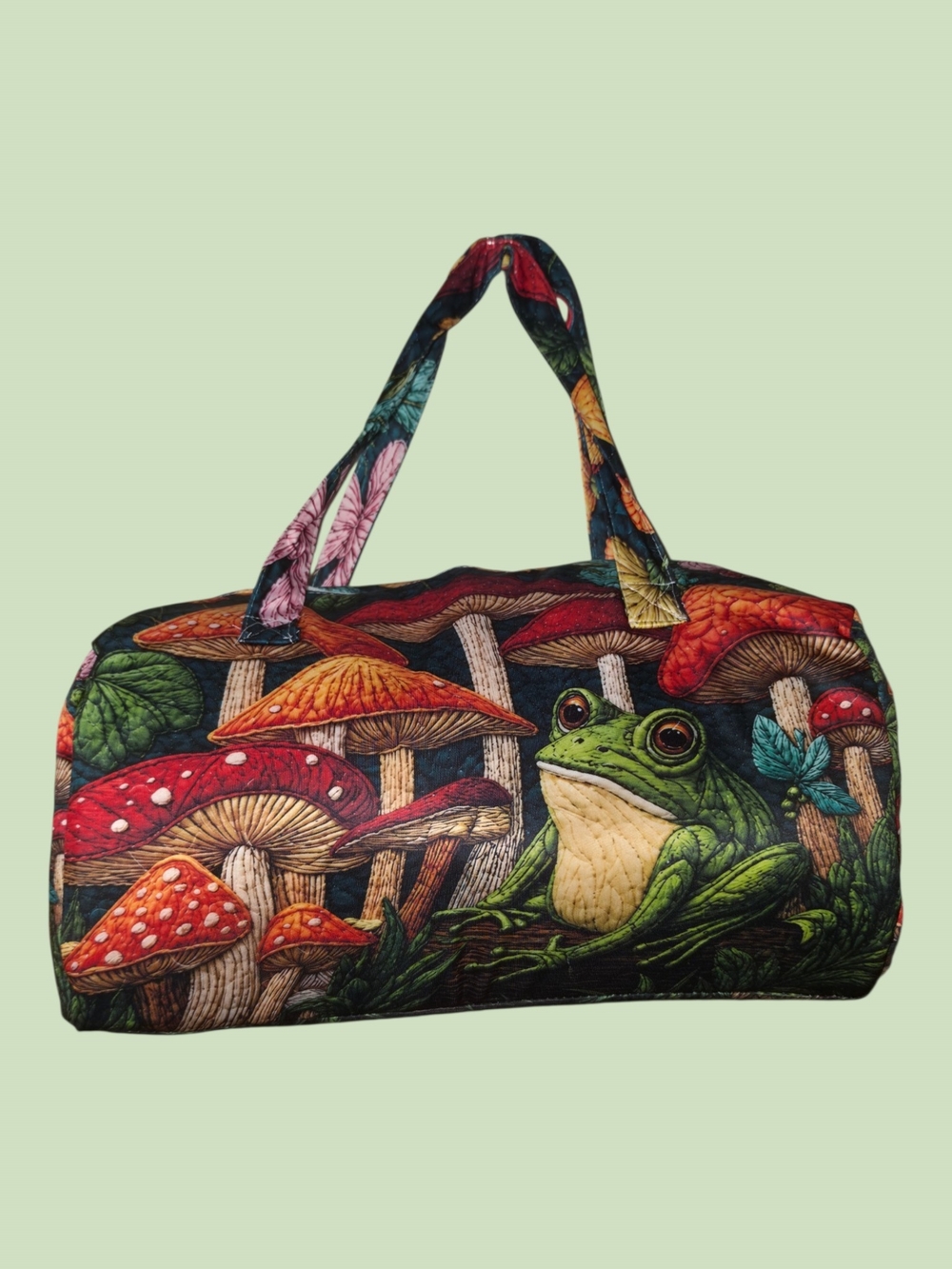 Mushroom & Frog Print Tote/Luggage Bag